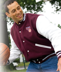 varsity jacket with team logo